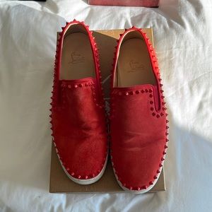 Men’s Christian Louboutin Pik Boat Suede Shoes 42.5